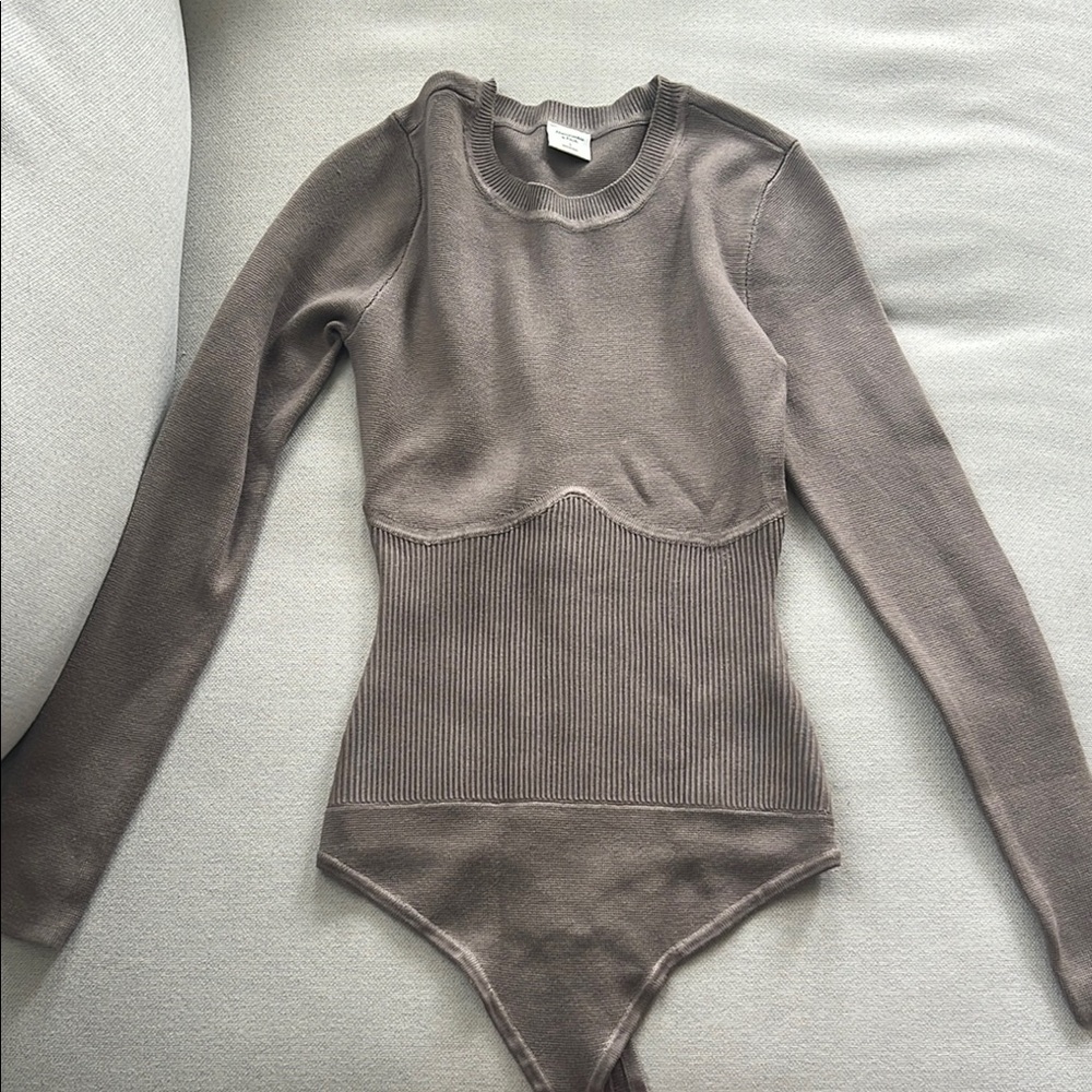Abercrombie & Fitch Taupe Knit Sweater Bodysuit